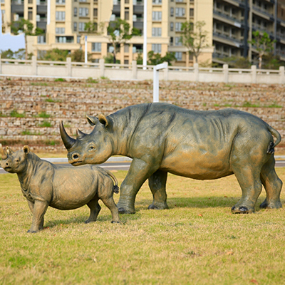 artificial rhinoceros life size fiberglass sculptures